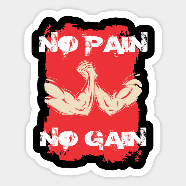 No pain no gain - Crazy gains - Nothing beats the feeling of power that weightlifting, powerlifting and strength training it gives us! A beautiful vintage design representing body positivity! Sticker by Crazy Collective